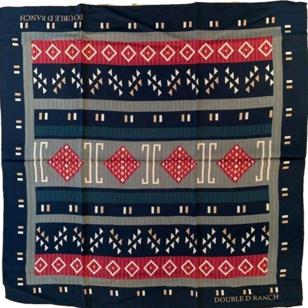 Double D Ranch Geometric Western Scarf - Red,blue Multi Colored